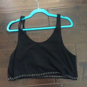 LF black chain detail crop tank top